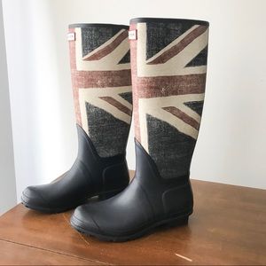 Hunter boots with Union Jack (British Flag)